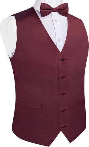 DiBanGu Suit Vest for Men Vest Set with Tie Bowtie Tie Clip Pocket Square Cufflinks 6Pcs Waistcoat in Saudi Arabia