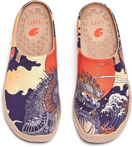 UIN Men's Painted Slipper Lightweight Comfort Mules Walking Casual Household Slip Ons Art Travel Shoes Malaga in Kuwait