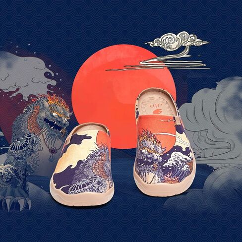 UIN Men's Painted Slipper Lightweight Comfort Mules Walking Casual Household Slip Ons Art Travel Shoes Malaga in Kuwait