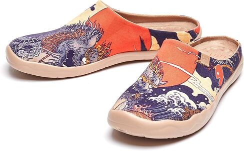 UIN Men's Painted Slipper Lightweight Comfort Mules Walking Casual Household Slip Ons Art Travel Shoes Malaga in Kuwait