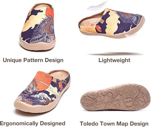 UIN Men's Painted Slipper Lightweight Comfort Mules Walking Casual Household Slip Ons Art Travel Shoes Malaga in Kuwait