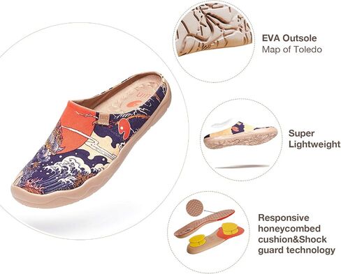 UIN Men's Painted Slipper Lightweight Comfort Mules Walking Casual Household Slip Ons Art Travel Shoes Malaga in Kuwait