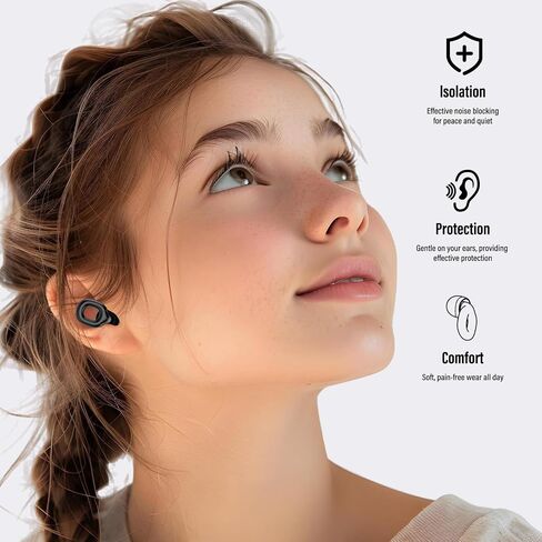 Ear plugs for sleeping, 35dB Noise Reduction Hearing Protection EarPlugs, Reusable Silicone Earplug, 7 Pair Eartips in XS/S/M/L Replaceable Single/Double Ear Plug for Sleep, Study, Work, Events(Black) in Kuwait