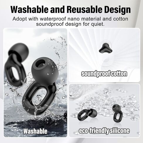 Ear plugs for sleeping, 35dB Noise Reduction Hearing Protection EarPlugs, Reusable Silicone Earplug, 7 Pair Eartips in XS/S/M/L Replaceable Single/Double Ear Plug for Sleep, Study, Work, Events(Black) in Kuwait