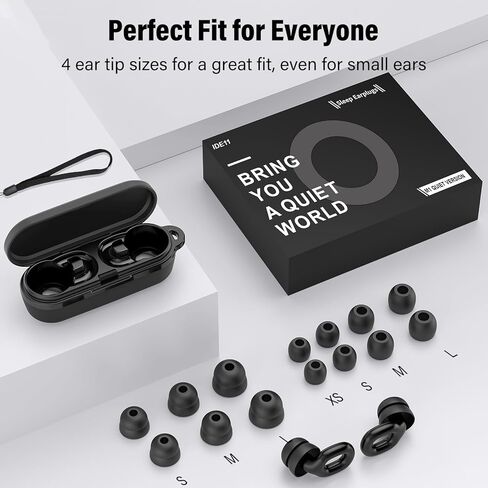 Ear plugs for sleeping, 35dB Noise Reduction Hearing Protection EarPlugs, Reusable Silicone Earplug, 7 Pair Eartips in XS/S/M/L Replaceable Single/Double Ear Plug for Sleep, Study, Work, Events(Black) in Kuwait