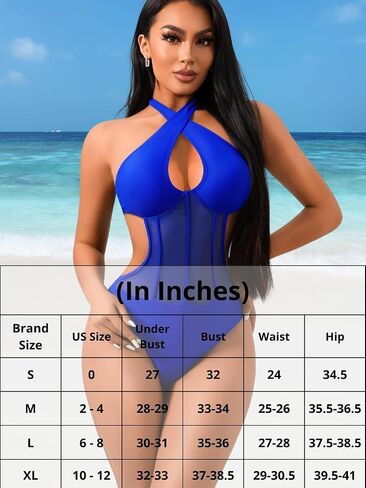 One Piece Swimsuit, Sexy Cut Out Monokini, Pool Party, Push Up Bathing Suit Glow Rave Outfits Cheeky Sunkini Mesh in Saudi Arabia