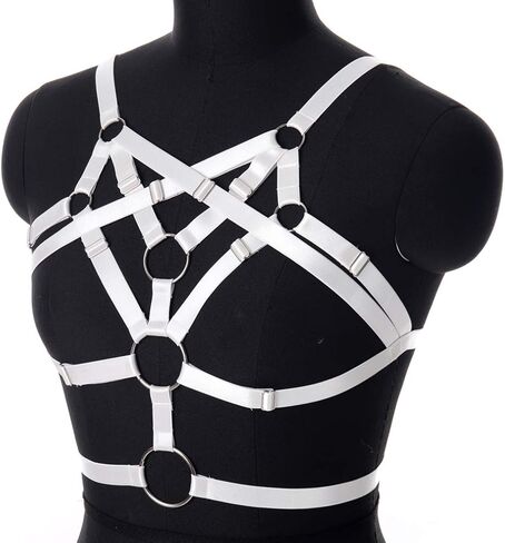 Body Harness for Women Bra Lingerie cage Top Punk Plus Size Chest Strap Belt Stretchy Fabric Festival Rave Adjustable in Saudi Arabia