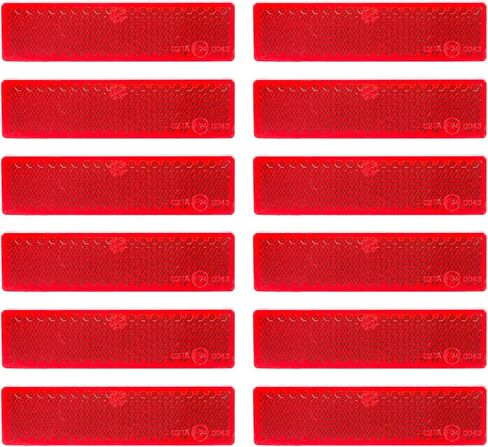 10 Pack Red Self Adhesive Rectangle Reflectors, E24 Approval Road Safety Stick-on Rear Reflectors for Trailer Caravan Truck Lorry or Agricultural Machines in Kuwait