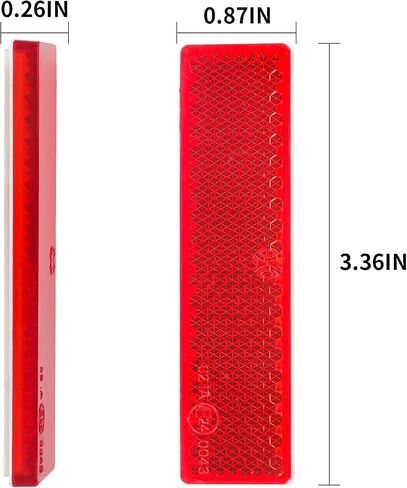 10 Pack Red Self Adhesive Rectangle Reflectors, E24 Approval Road Safety Stick-on Rear Reflectors for Trailer Caravan Truck Lorry or Agricultural Machines in Kuwait