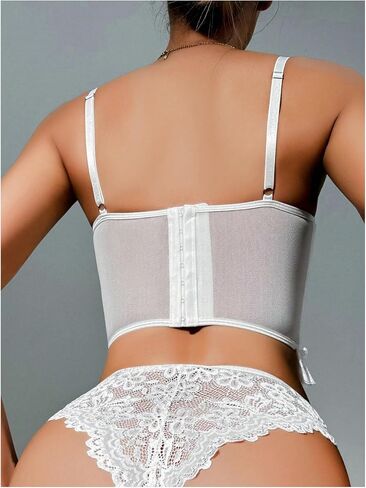 Women's 4 Piece Lingerie Set Floral Mesh Garter Corset Lace Underwire Lingerie Bra and Panty Set in Saudi Arabia
