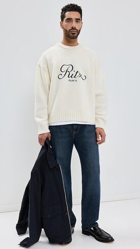 FRAME Ritz سترة كشمير للجنسين، كريمي، أوف وايت، جرافيك، L in Kuwait