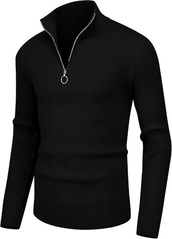 Sailwind Men's Soft Sweaters Quarter Zip Pullover Classic Ribbed Turtleneck Sweater in Saudi Arabia