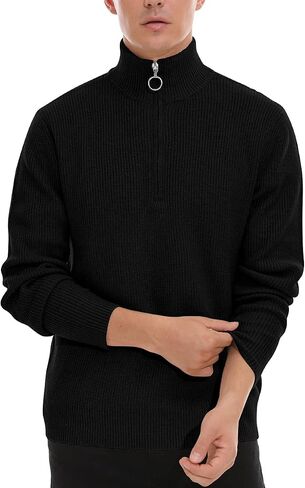Sailwind Men's Soft Sweaters Quarter Zip Pullover Classic Ribbed Turtleneck Sweater in Saudi Arabia
