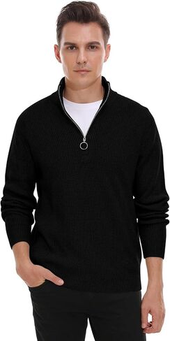 Sailwind Men's Soft Sweaters Quarter Zip Pullover Classic Ribbed Turtleneck Sweater in Saudi Arabia