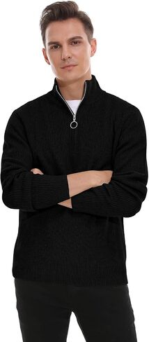 Sailwind Men's Soft Sweaters Quarter Zip Pullover Classic Ribbed Turtleneck Sweater in Saudi Arabia