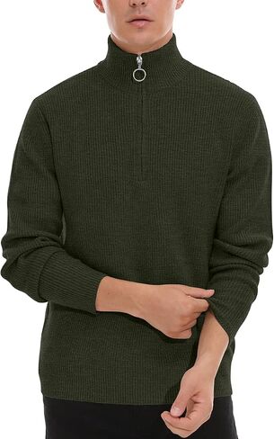 Sailwind Men's Soft Sweaters Quarter Zip Pullover Classic Ribbed Turtleneck Sweater in Saudi Arabia
