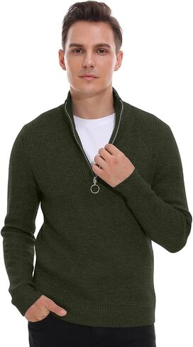 Sailwind Men's Soft Sweaters Quarter Zip Pullover Classic Ribbed Turtleneck Sweater in Saudi Arabia