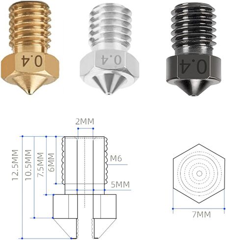 15PCS Hardened Nozzles Kit for Anycubic Kobra, 3D Printer 7PCS 0.4mm Nozzles and 2PCS 0.2mm, 0.6mm, 0.8mm, 1.0mm Wear Resistance Nozzles Kit for Anycubic Mega, Mega X, Chrion, Kobra Neo in Kuwait