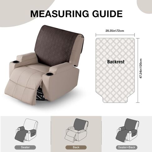 VANSOFY Recliner Chair Covers 100% Waterproof Backrest Cover Reclining Cover Non-Slip Dog Chair Cover Furniture Protector Washable Slipcover Elastic Straps for Pets, Dogs(Chocolate) in Saudi Arabia
