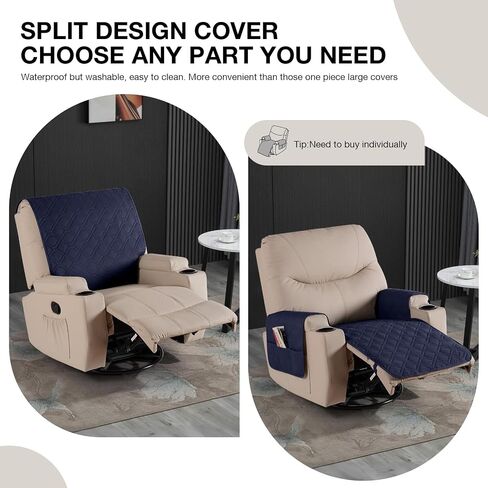VANSOFY Recliner Chair Covers 100% Waterproof Backrest Cover Reclining Cover Non-Slip Dog Chair Cover Furniture Protector Washable Slipcover Elastic Straps for Pets, Dogs(Chocolate) in Saudi Arabia