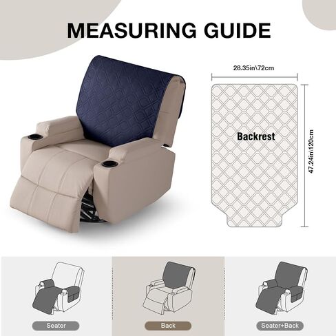 VANSOFY Recliner Chair Covers 100% Waterproof Backrest Cover Reclining Cover Non-Slip Dog Chair Cover Furniture Protector Washable Slipcover Elastic Straps for Pets, Dogs(Chocolate) in Saudi Arabia