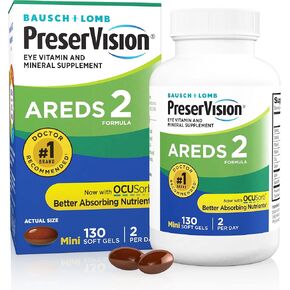 PreserVision AREDS 2 Eye Vitamin & Mineral Supplement, Contains Lutein, Vitamin C, Zeaxanthin, Zinc & Vitamin E, 130 Softgels (Packaging May Vary)