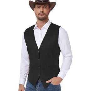 American Trends Western Vest for Men Casual Cowboy Vest Faux Suede Leather Suit Vest Medieval Renaissance Vest