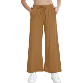 WiWi Women's French Terry Yoga Pants Soft Viscose from Bamboo Lounge Pants Wide Leg Sweatpants with Pockets S-XXL