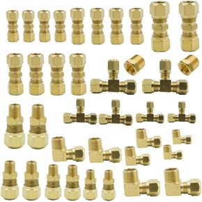Legines 38 Pcs Brass D.O.T Air Brake Nylon Tubing Fitting Assortment Kits