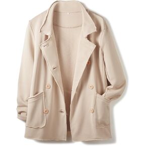 Ainangua Classic Trench Coats for Women Double Breasted Belfast Fleece Peacoat Jackets Essentials Fall Winter Coat