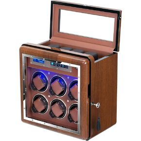 Automatic Watch Winder Vertical Premium Walnut Watch Winders Box with 6+4 Slot Adjustable Upgraded Watch Pillows for Men’s and Lady’s Watches