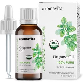 Essential Organic Oil of Oregano-100% Pure Undiluted Greek Oregano Oil with Carvacrol - Over 86%, Non-GMO, Extra Strength Oregano Oil Organic Liquid Drops, 1 FL.OZ/30ml