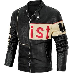 Men's PU Leather Motorcycle Jacket Winter Moto Clothing Fashion Warm Overcoat
