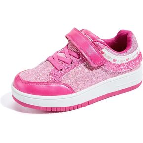LUCKY STEP Kid's Glitter Fashion Sneakers Girls Sparkly Tennis School Slip On Shoes Walking Casual Party Dress Shoes for Toddler Children