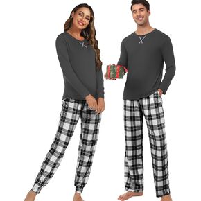 Christmas Pajamas Set Holiday Loungewear Soft Buffalo Plaid Pajama Pants Festival Party For Couple & Family Pj Sets