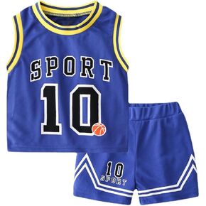 Kids Sports Shorts Set Todder Boys Jerseys Tracksuit 2 Piece Basketball Top Mesh Shorts Set