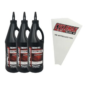 Three Pack for Kawasaki KPO Gear Oil with Limited Slip K6103G-103-01Q Contains Three Quarts and a Funnel