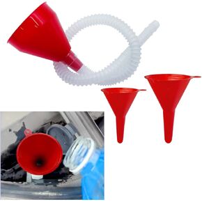 3 PCS Automotive Oil Funnels Set, Wide Mouth Fuel Funnel with Removable Flexible Long Hose, Plastic Right Angle Funnels for Water, Fuel, Oil Change Transmission