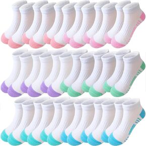 Bemeol Girls Socks 18 Pairs Ankle Socks Girls Running Athletic Low Cut Socks for Little Big Kids
