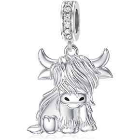 Highland Cow Charm Birthstone for Bracelet Cow Bead Charm 925 Sterling Silver Highland Cow Gifts Jewelry for Women Cow lover in Kuwait