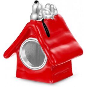 GNOCE Peanuts Snoopy Dog House Charm for Women, S925 Sterling Silver Dangle Charms for Women Wife, Valentine‘s Day, Mother’s Day Jewelry