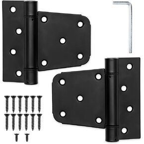 Ilyapa Heavy Duty Self Closing Shed Door Hinges, 4 Pack - Black Square Hinges for Gate, Barn or Storage Shed