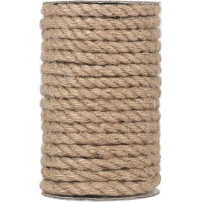 Vivifying Jute Rope, 50 Feet 8mm Natural Heavy Duty Twine for Crafts, Cat Scratch Post, Bundling and Hanging