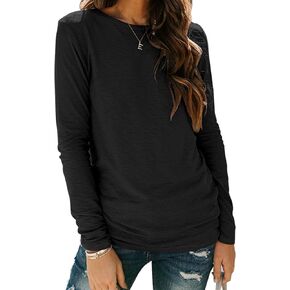 Sherosa Womens T Shirts Long Sleeve Crew Neck Shirts Basic Tee Tops Blouse