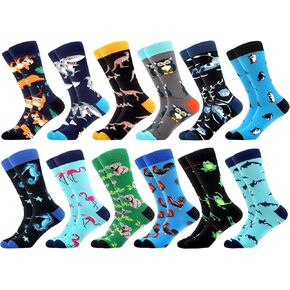 WeciBor Men's Dress Colorful Combed Cotton Crew Socks 12 Pack - Size 9-11/10-13/12-16