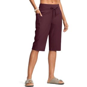 Women's Swim Capris Pants 15" Knee Length High Waist Long Board Shorts Quick Dry UPF 50+ Modest Swimsuits with Liner