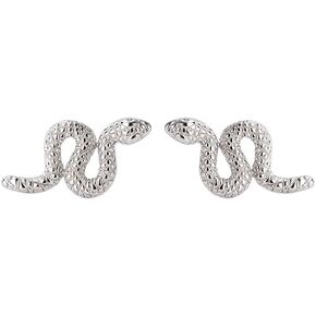 SLUYNZ S925 Sterling Silver Punk Snake Stud Earrings for Women Teens Snake Helix Stud Earrings Cartilage Cross Stripe Open Snake Earrings
