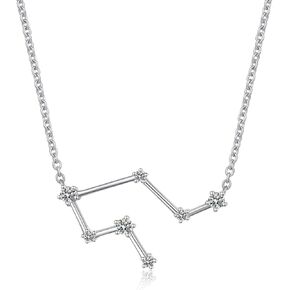 12 Constellation Necklace Astrology Horoscope Zodiac Necklace Sterling Silver Zodiac Sign CZ Constellation Necklace Cubic Zirconia Colorful Birthstone Necklace Women Birthday Gift