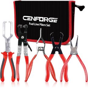 Fuel Line Pliers Set, Fuel Line Disconnect Pliers Set with Hose Remover Pliers Fuel Filter Caliper Hose Pipe Clamp Clip Flat Hose Clamp Pliers 30 Degree Disconnect Pliers for Auto Maintenance