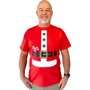 DIRTYRAGZ Men's Santa Claus Shirt Costume Suit T-Shirt - Novelty Holiday Humor Christmas Outfit Santa Shirts for Men